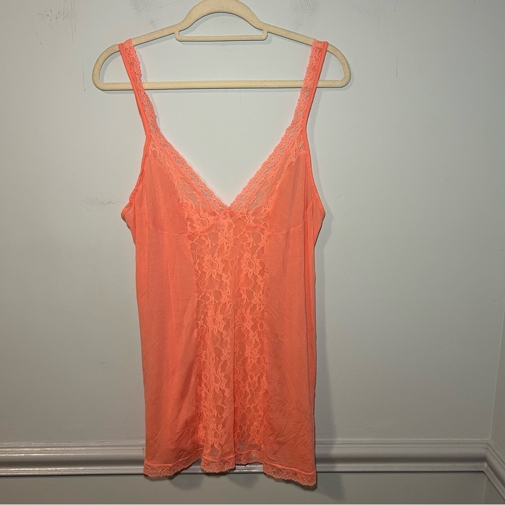 Victoria’s Secret Peach Orange Floral Laced Slip Size Large